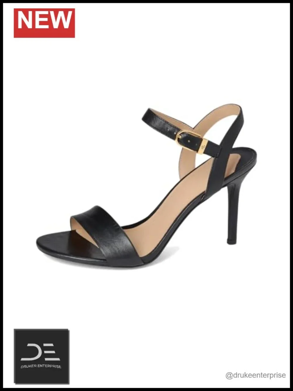 Burnished Leather Heeled Sandals Ankle Strap Padded Insole